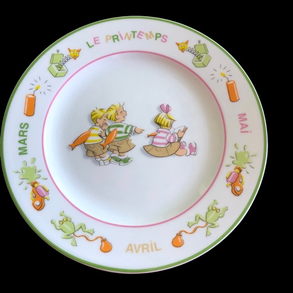 Guy Degrenne The Triplets Spring Porcelain Plate Children - Picture 6 of 6